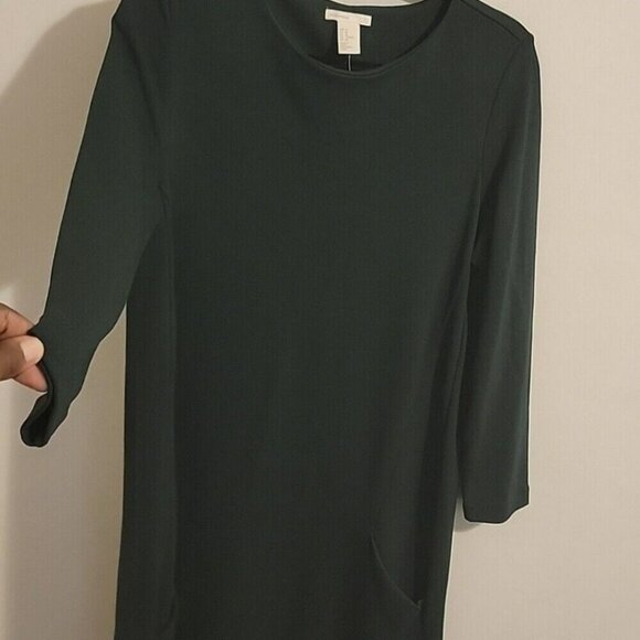 H&M Green Pullover Shift dress With Quarter Sleeves Size M - Picture 3 of 6